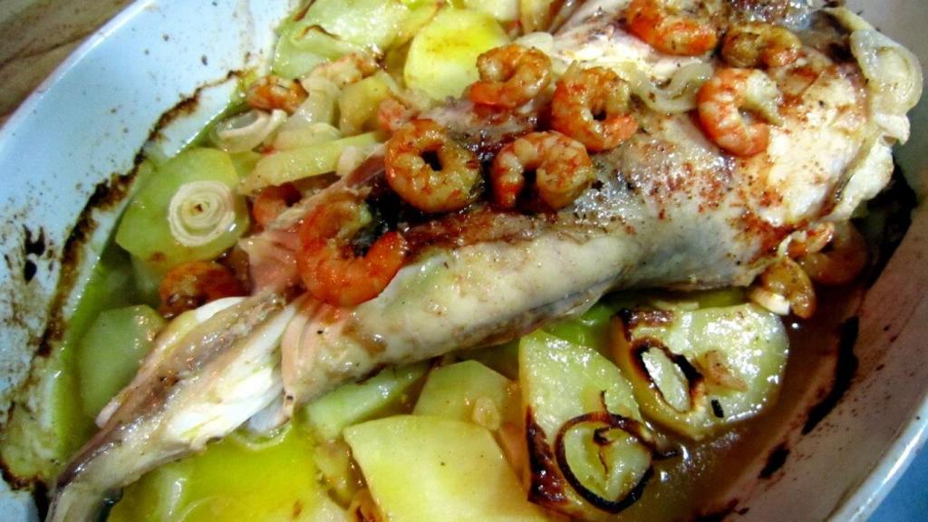 Rape al horno con berberechos