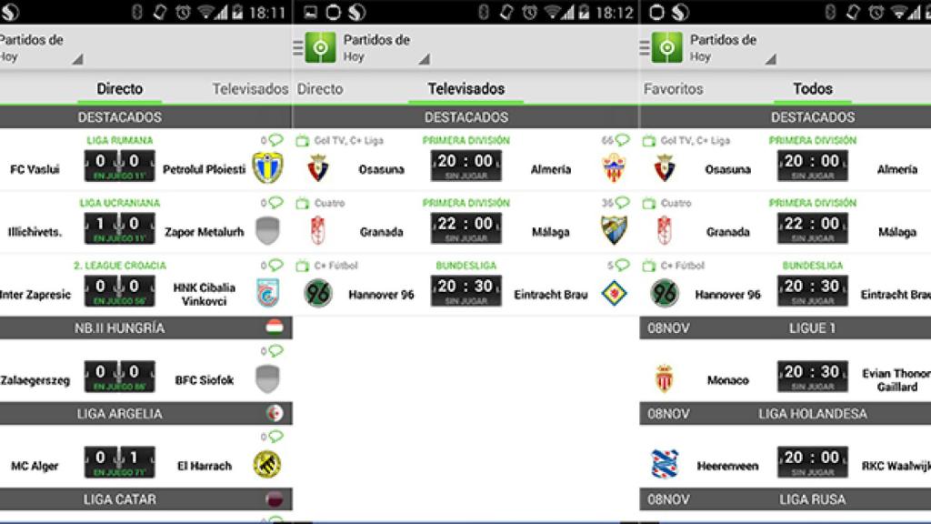 Resultados de Fútbol, partidos televisados, directos, alertas, noticias y todo lo relacionado con el deporte rey en tu Android