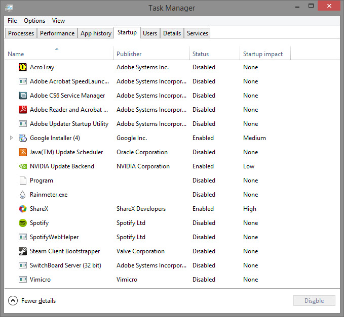 Task Manager Startup