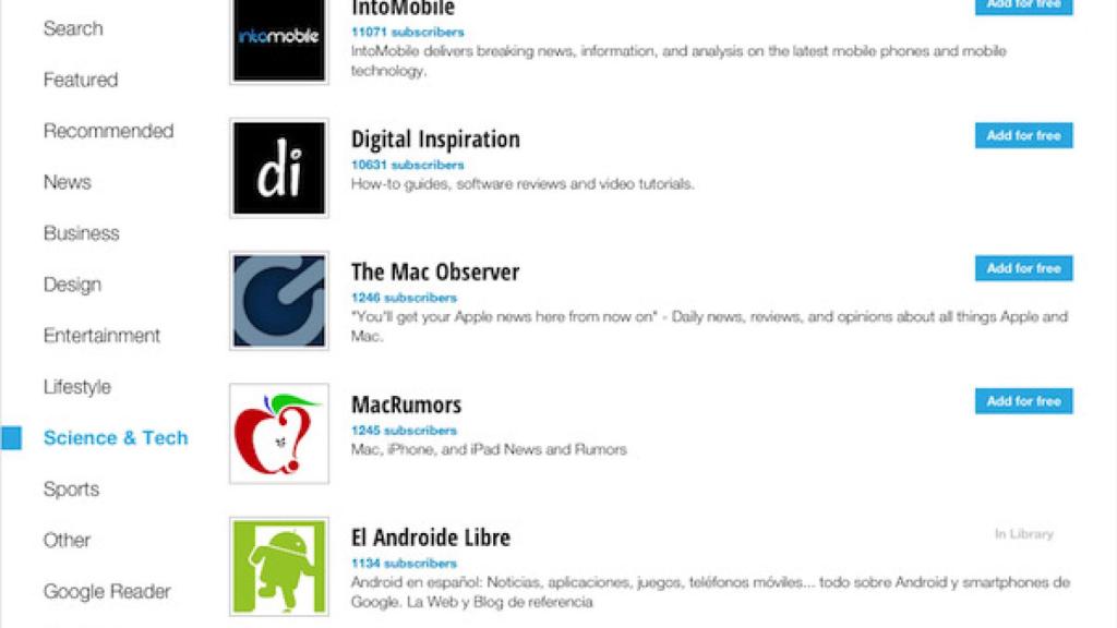 Google selecciona a El Androide Libre y Omicrono en Google Currents como los únicos medios destacados en español