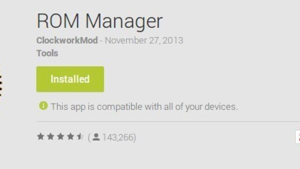 ROM Manager disponible de nuevo en Google Play