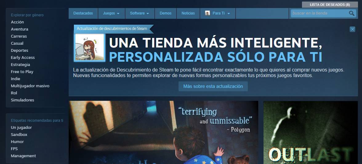 Steam nueva portada