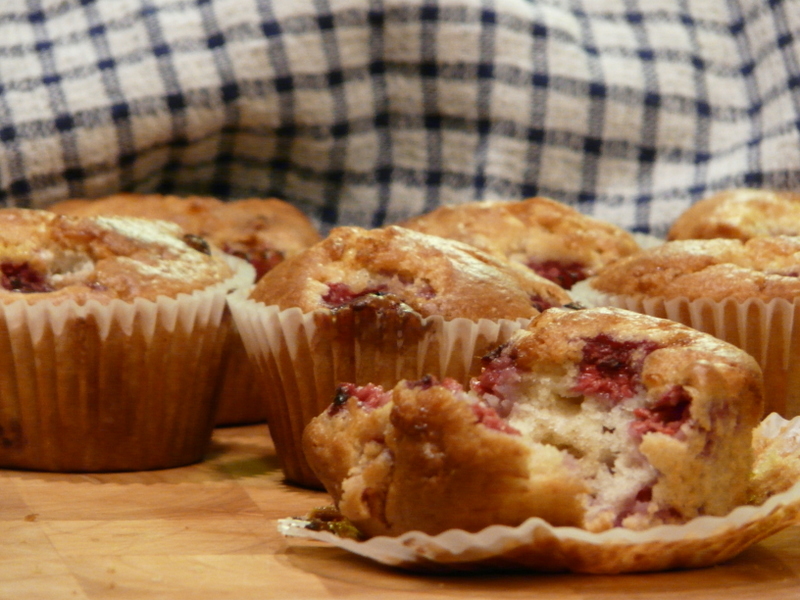 Muffins de frambuesa y chocolate blanco