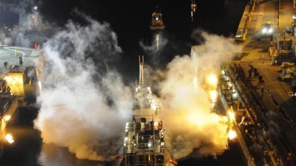 US Navy handout of the USS Miami submarine docked in Portsmouth
