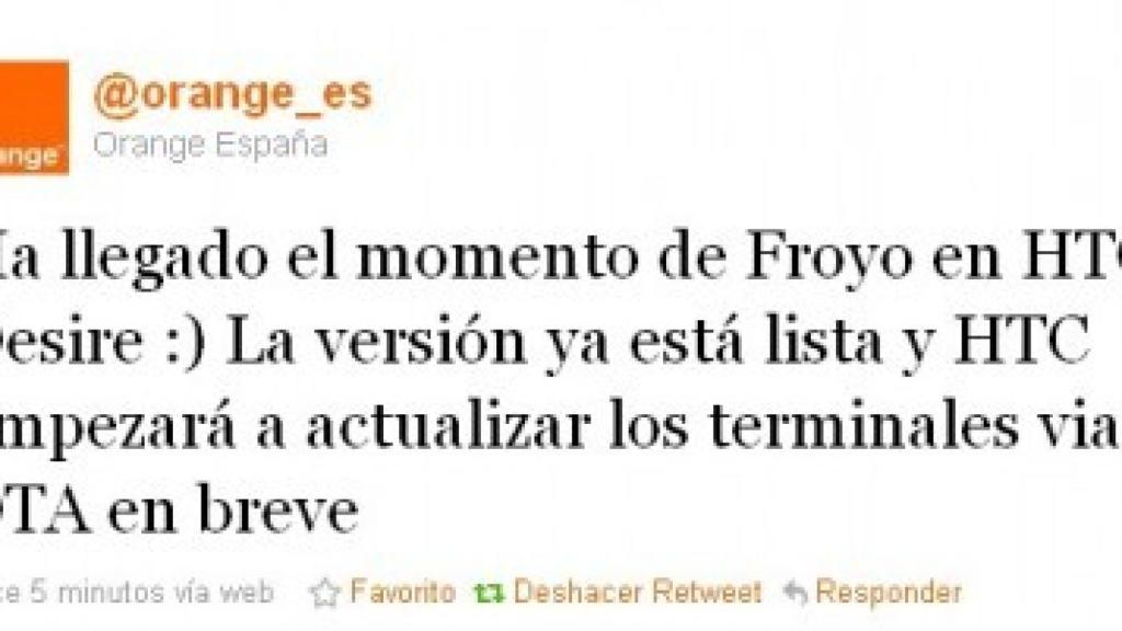 Los HTC Desire de Orange se actualizan a Froyo Android 2.2