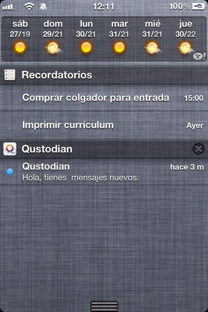 Centro notificaciones IOS
