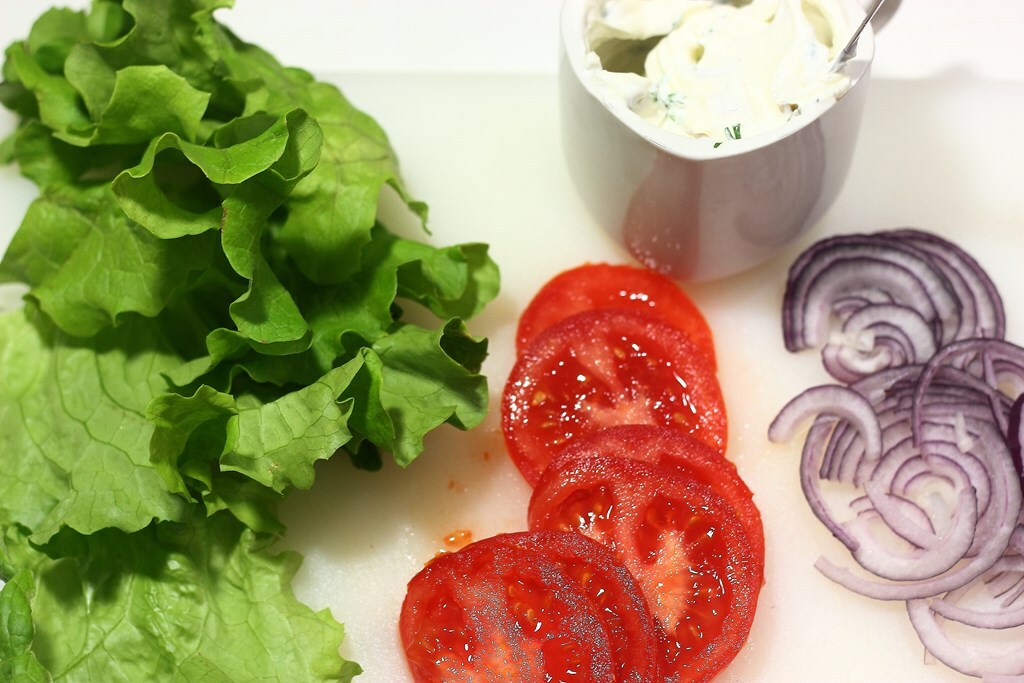 Verduras lavadas y cortadas