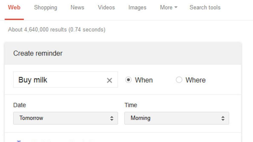 Crea recordatorios directamente desde el buscador de Google