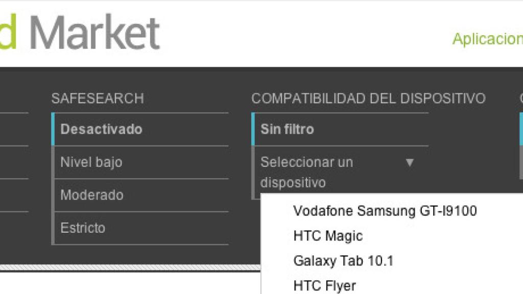 Android Market Web renovado con filtro de búsqueda por dispositivo