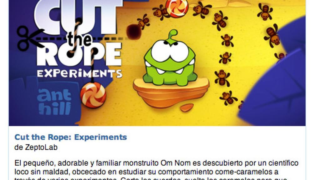 Amazon permite instalar apps desde su web, y regala Cut the Rope: Experiments para celebrarlo
