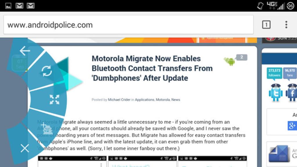 ChromePie, acciones rápidas en el navegador mediante gestos con Xposed