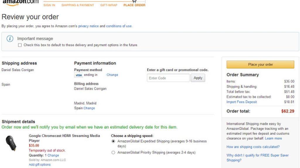 Cómo comprar Google Chromecast desde España