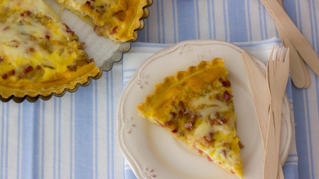 Quiche Lorraine de bacon y cebolla