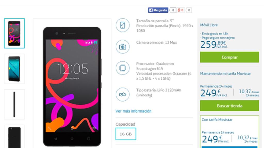 bq Aquaris M5, disponible para comprar libre con Movistar