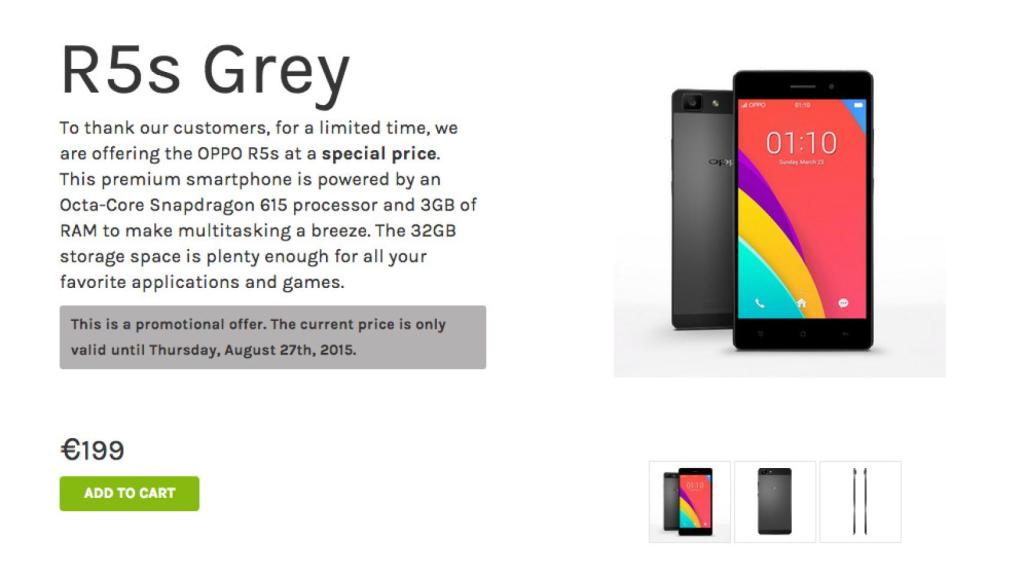 Oppo R5s, ya disponible desde 199 euros