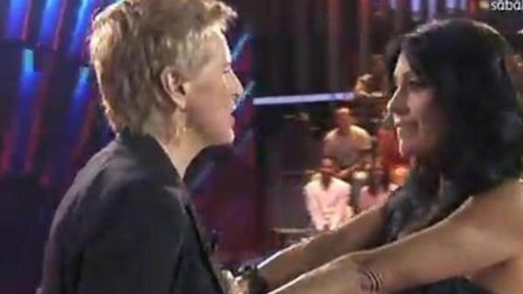 Mercedes Milá recibe a Maite en el plató de 'Gran Hermano 16'