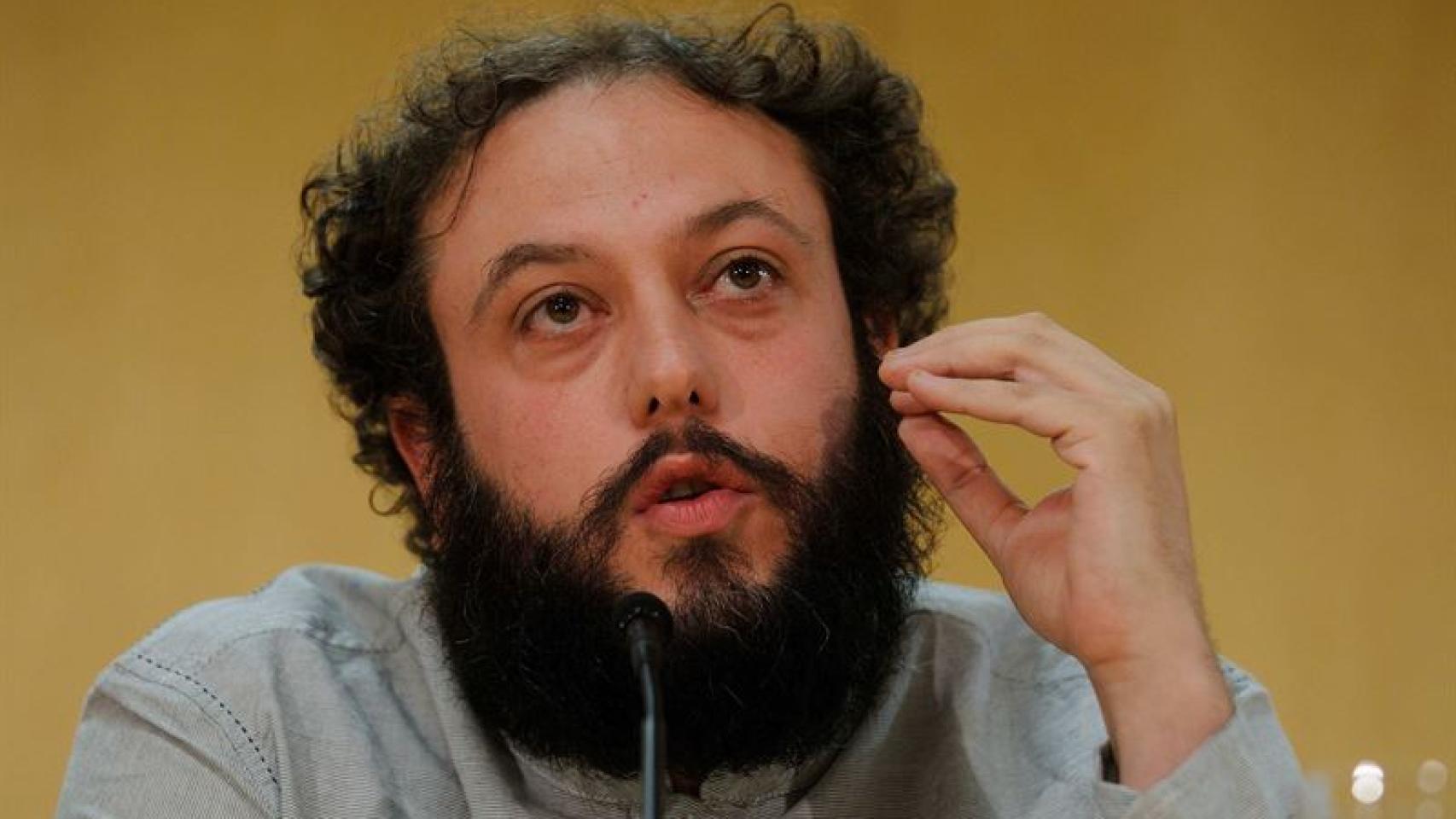 El concejal de Ahora Madrid Guillermo Zapata, tras anunciar su dimisión como titular de Cultura.