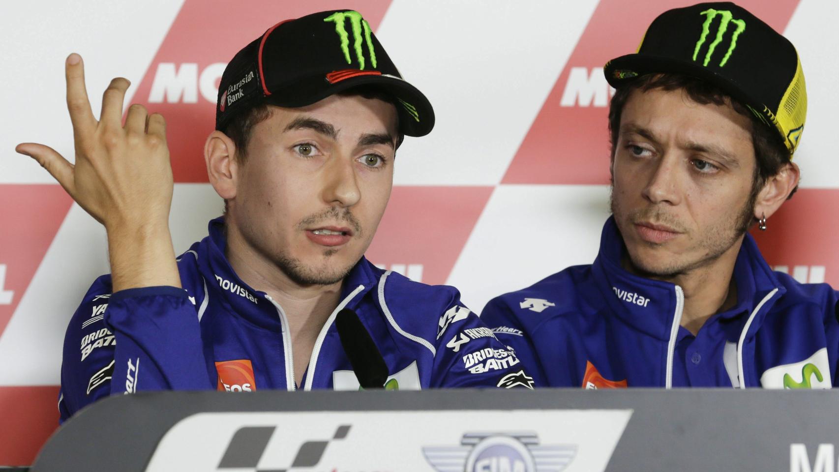 Jorge Lorenzo y Valentino Rossi en Motegi.