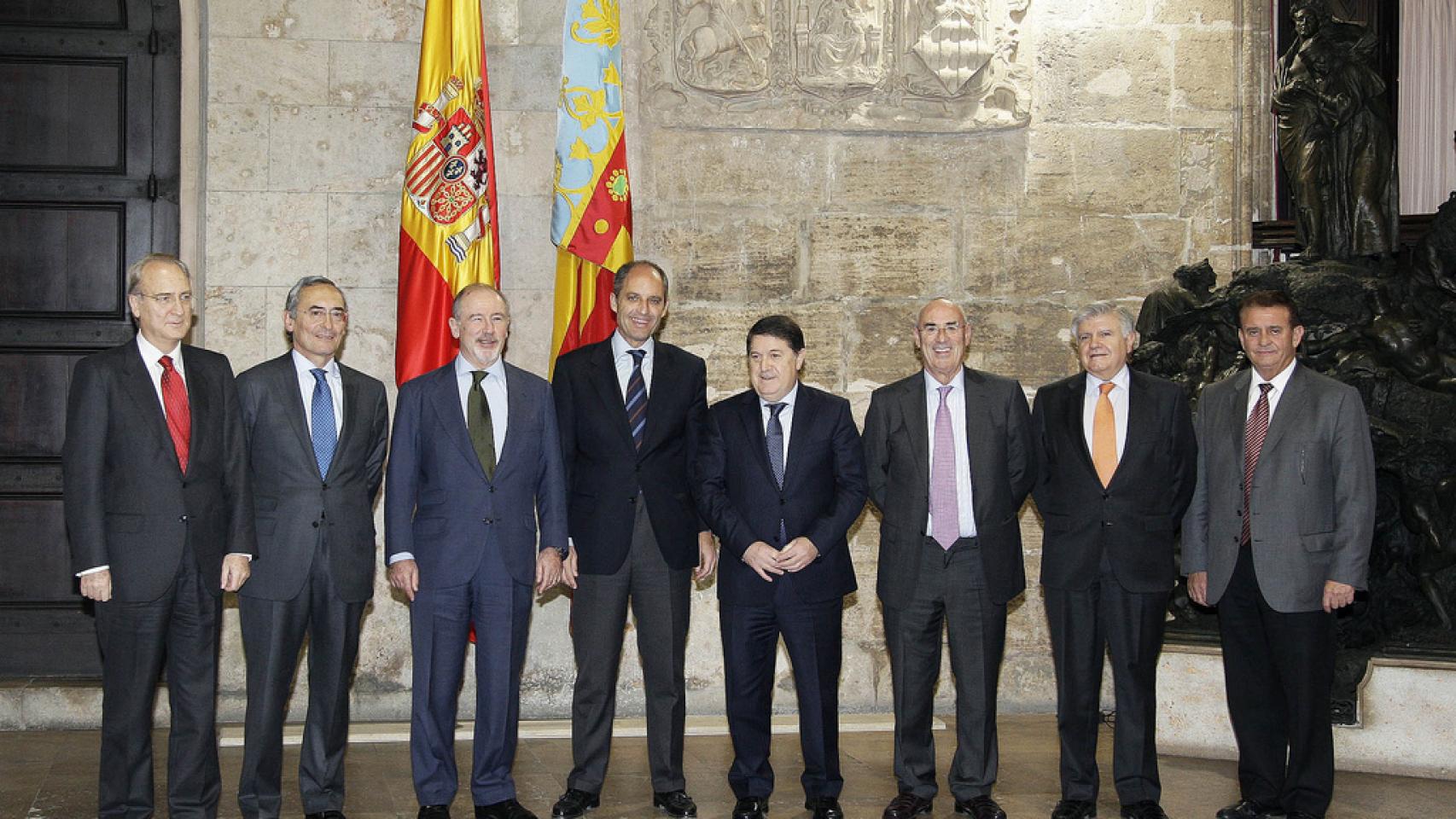 Rodrigo Rato, Francisco Camps y José Luis Olivas.