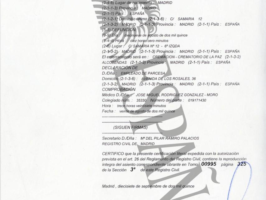 Documentación del Registro Civil.