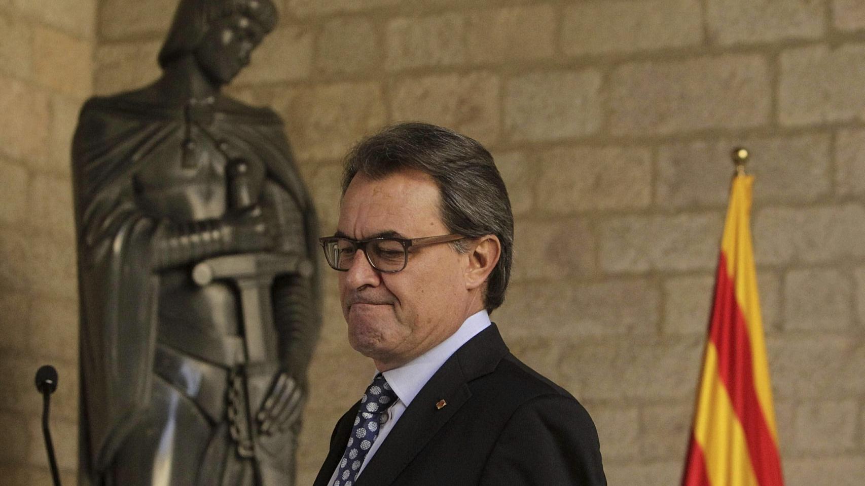 Artur Mas en la rueda de prensa que ha ofrecido en el Palau de la Generalitat tras declarar como imputado por el 9N.