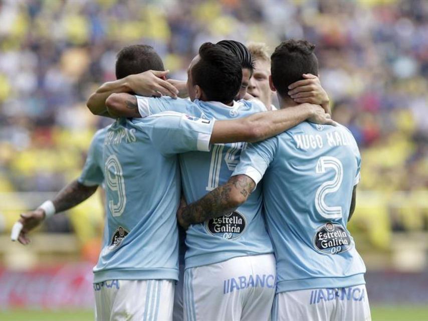 El Celta celebra uno de los goles.