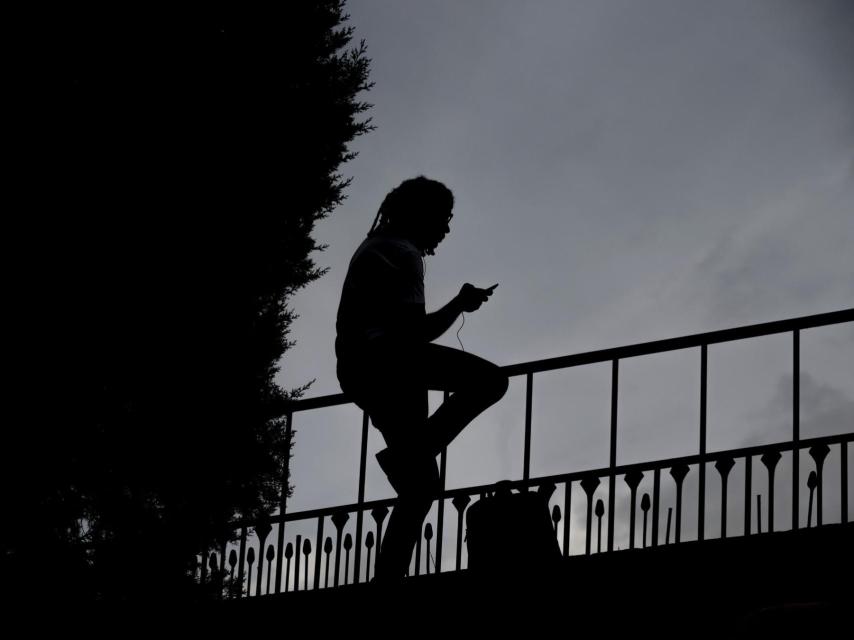 Amuda antes de la entrevista frente al Templo de Debod.