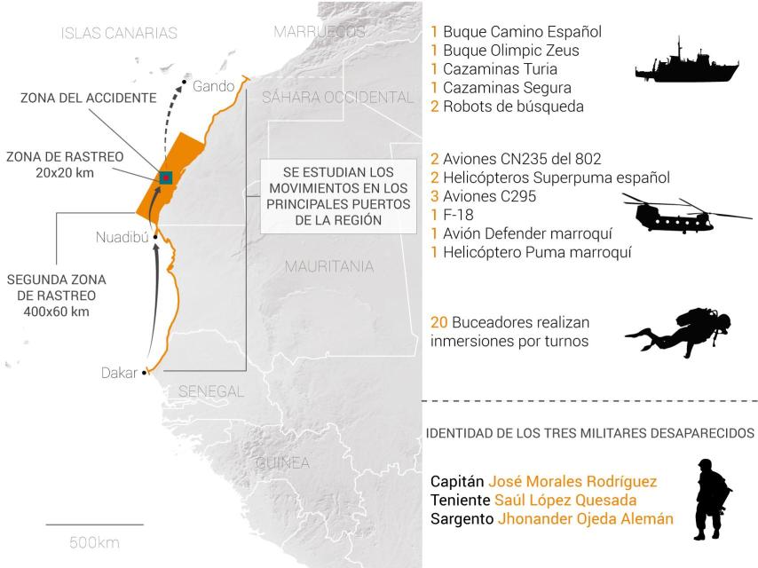 Mapa del operativo desplegado por la zona.
