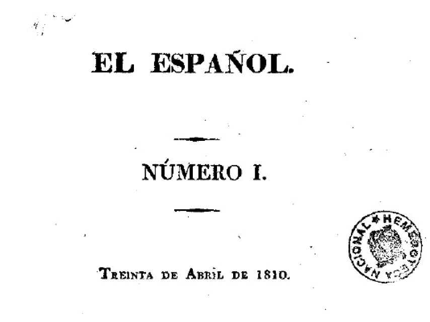 Portada del primer número de El Español de Blanco White