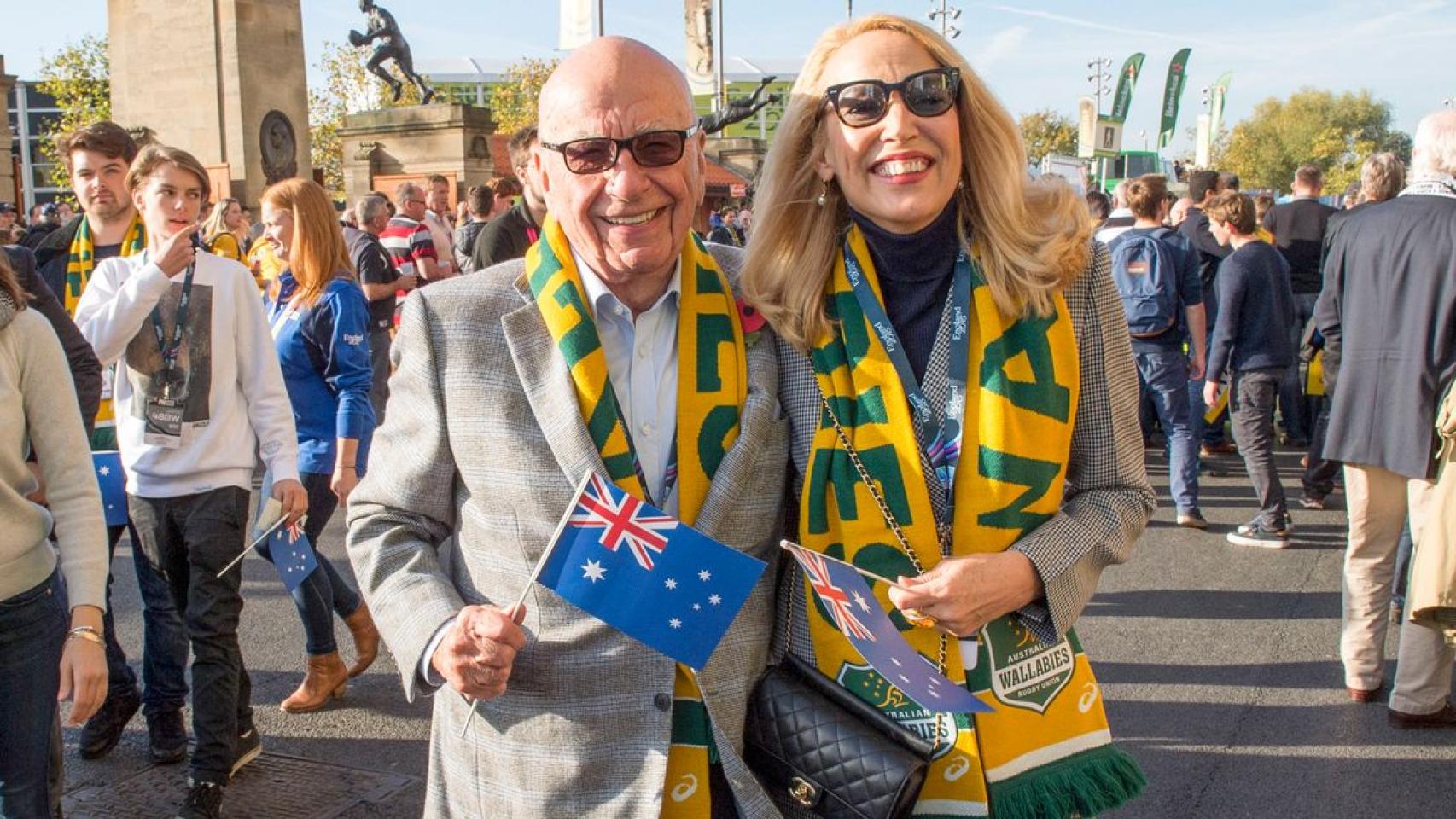 Murdoch y Hall a su llegada a Twickenham, al oeste de Londres.