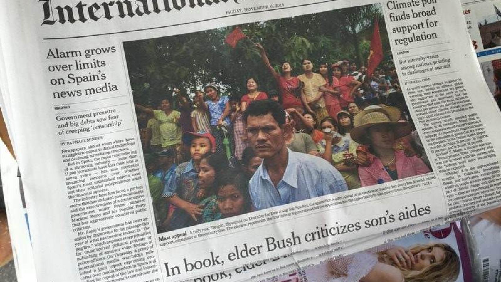 El artículo sobre libertad de prensa en España es portada también en la edición impresa.