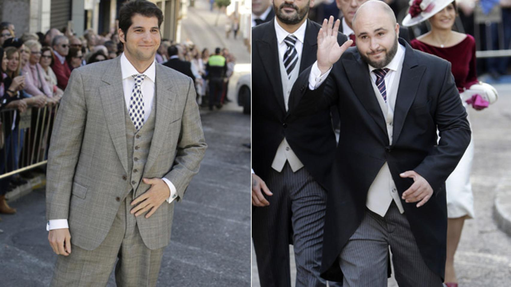 Julián Contreras y Kiko Rivera, hermanos del novio a su llegada