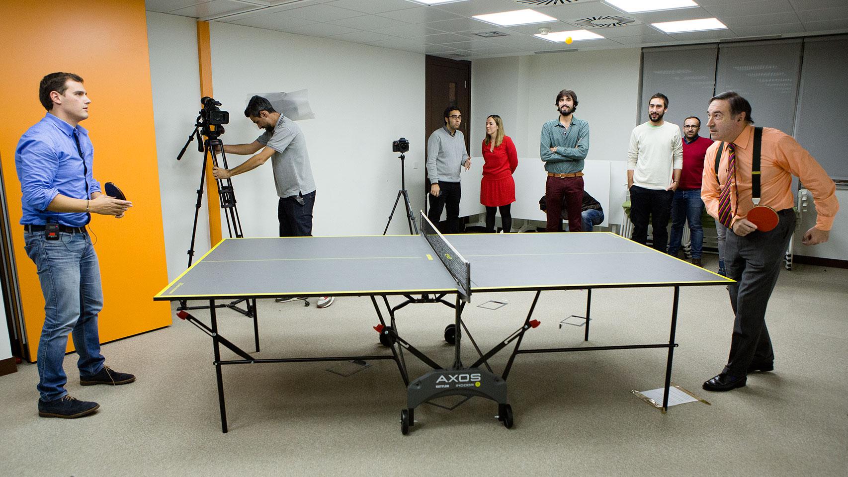 Albert Rivera y Pedro J. Ramírez, en el ping pong de EL ESPAÑOL.