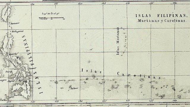 Mapa de las islas Filipinas, las islas Marianas y las Carolinas.