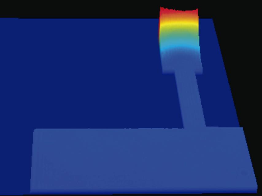 Así se dobla una micropalanca. Mide 10 millonésimas de metro.