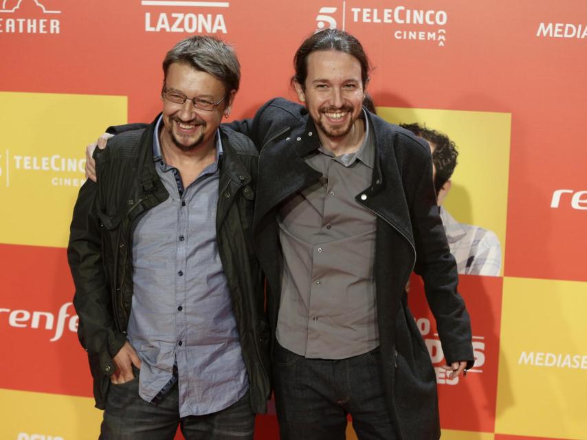 Iglesias fue acompañado de Xavi Domenech, cabeza de lista de En Comú Podem