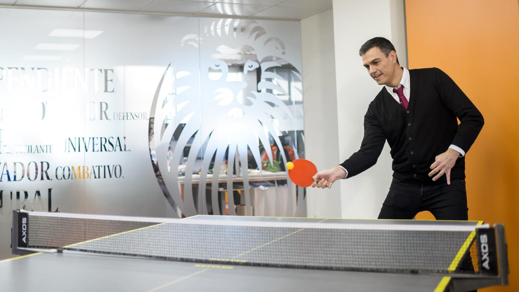 Pedro Sánchez, durante el ping pong de EL ESPAÑOL.