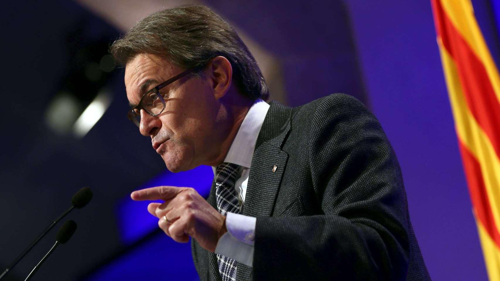 Artur Mas durante la rueda de prensa en el Palau de la Generalitat tras la reunión del Govern