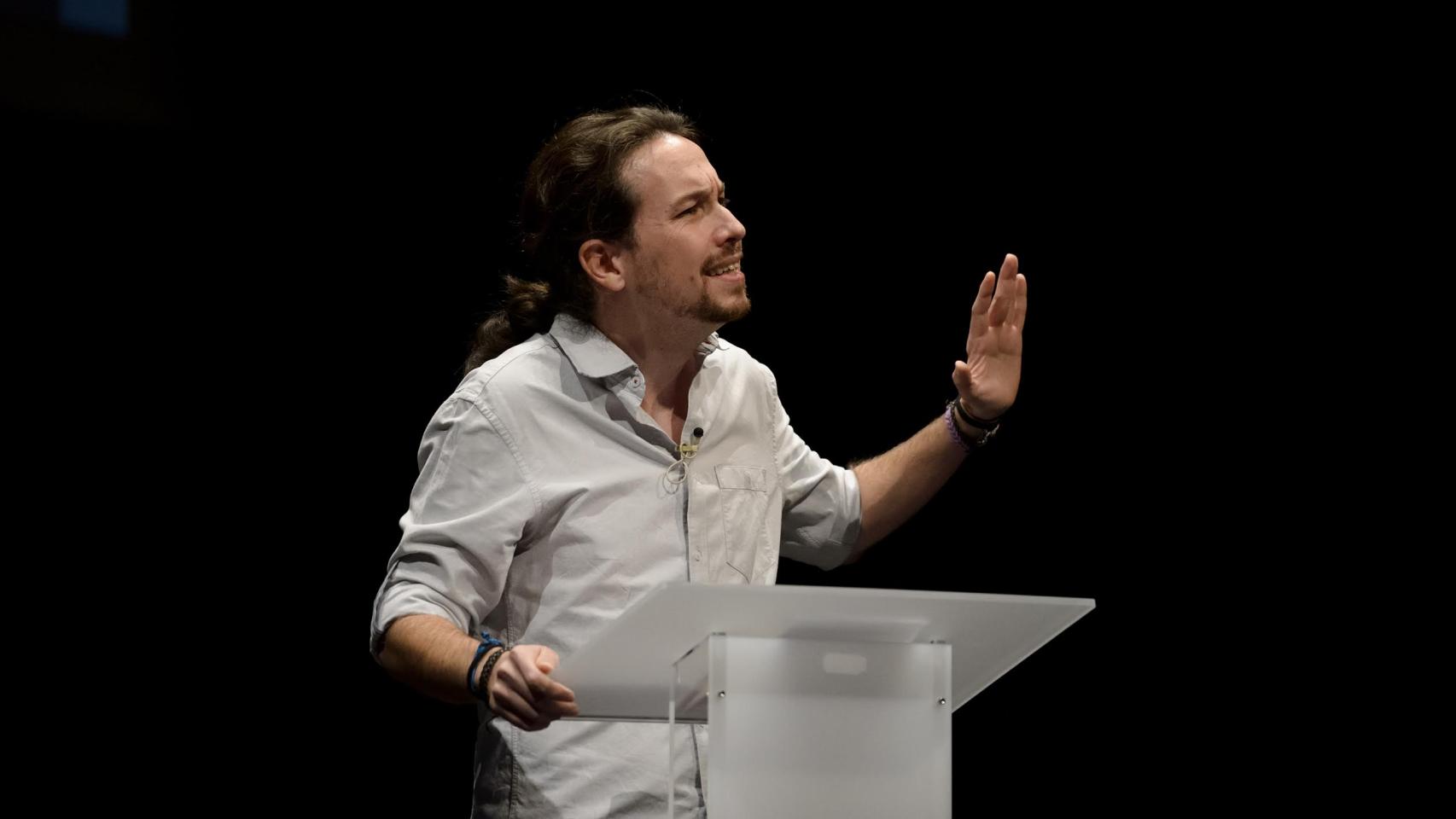 El candidato de Podemos durante el debate universitario.