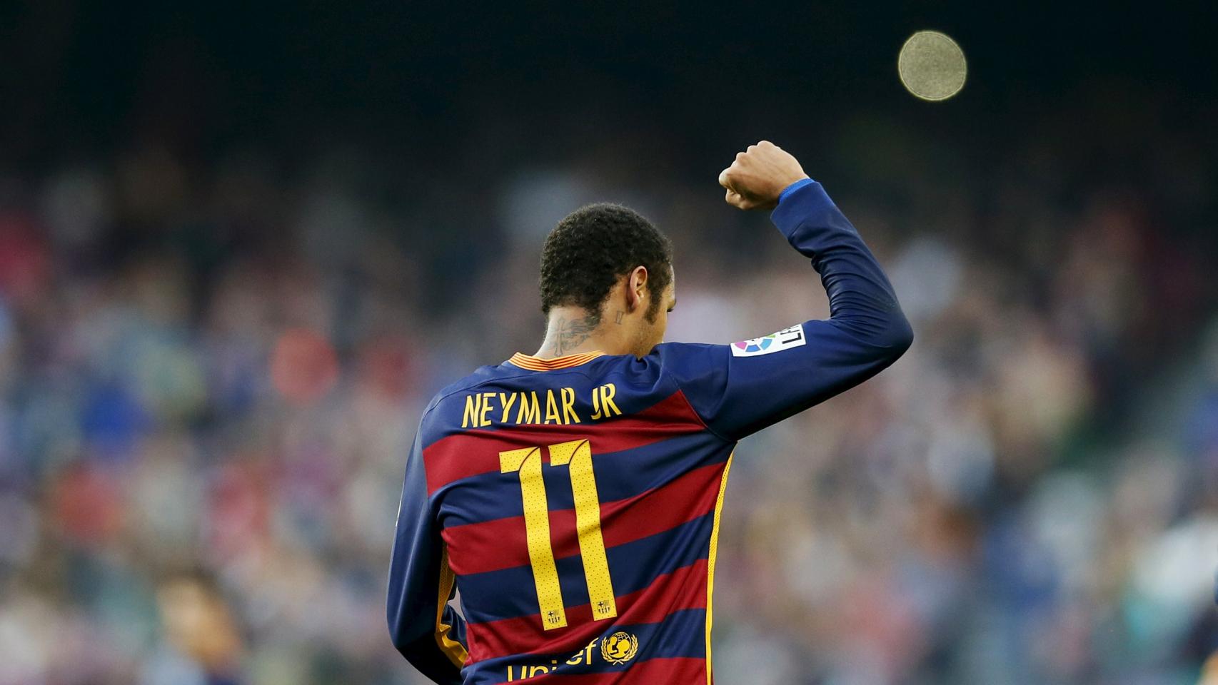 Neymar celebra un gol en el Camp Nou.