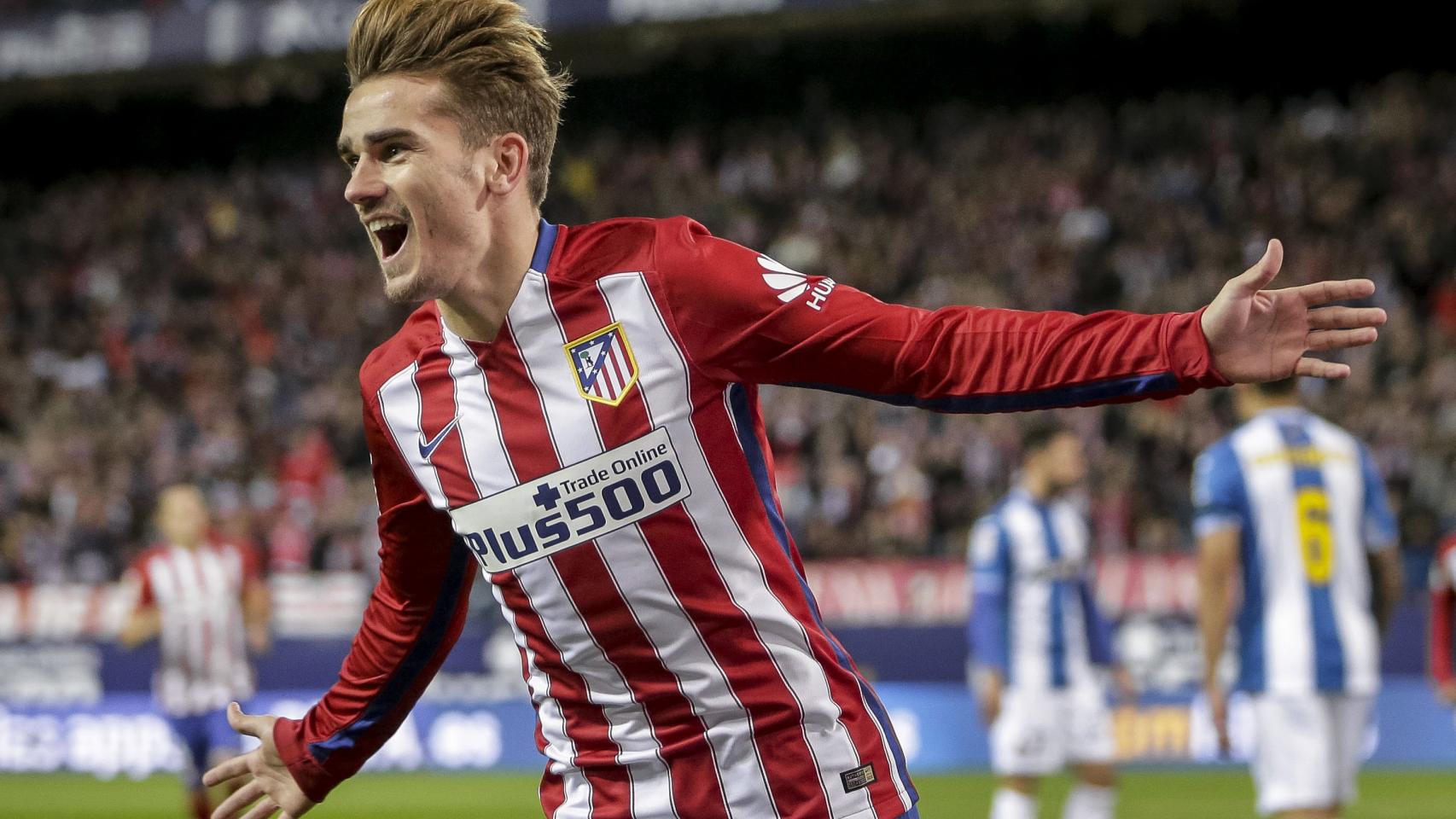 Griezmann celebra el gol ante el Espanyol. / Emilio Naranjo / EFE