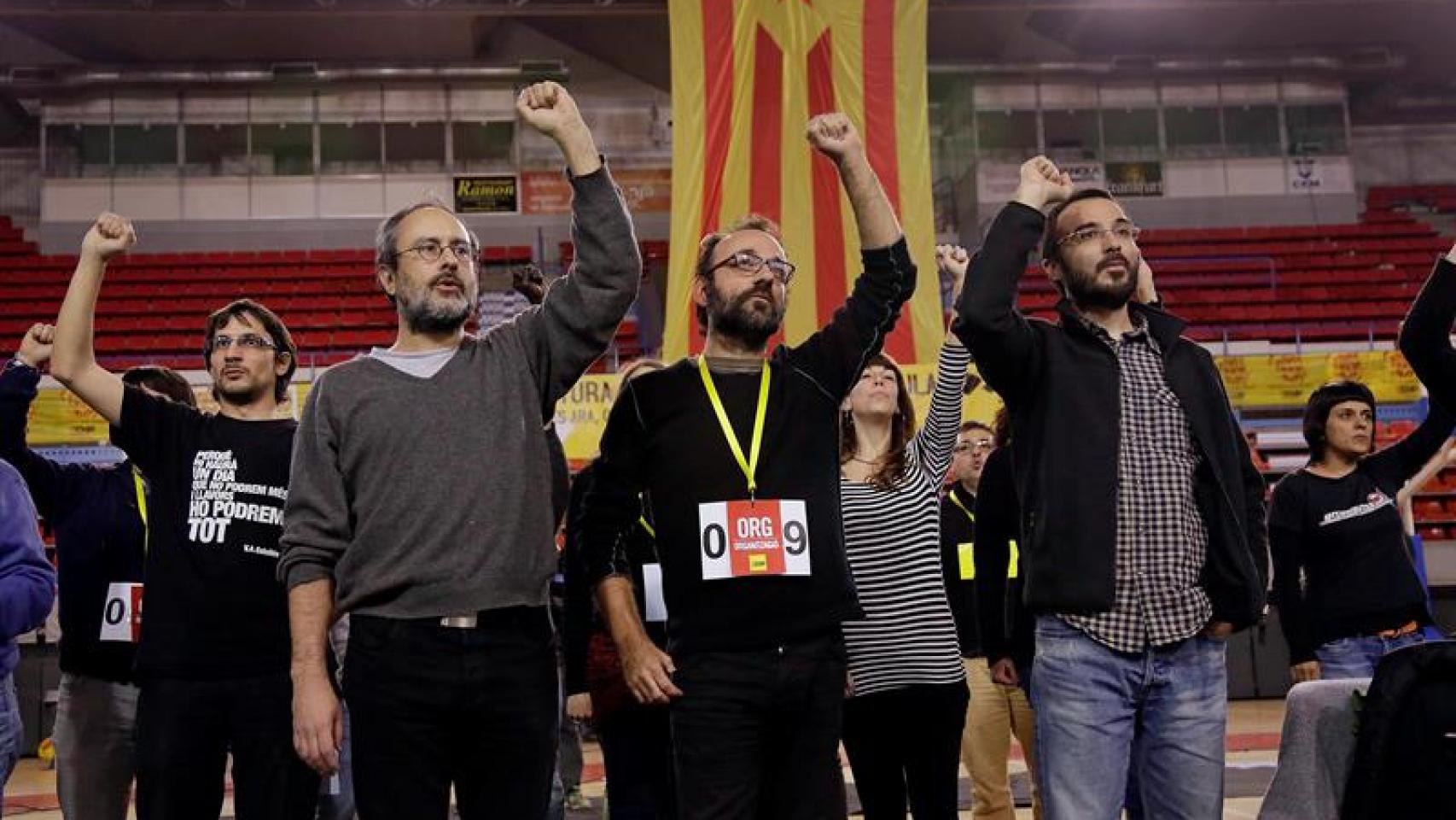 Antonio Baños este domingo en un acto electoral en Manresa