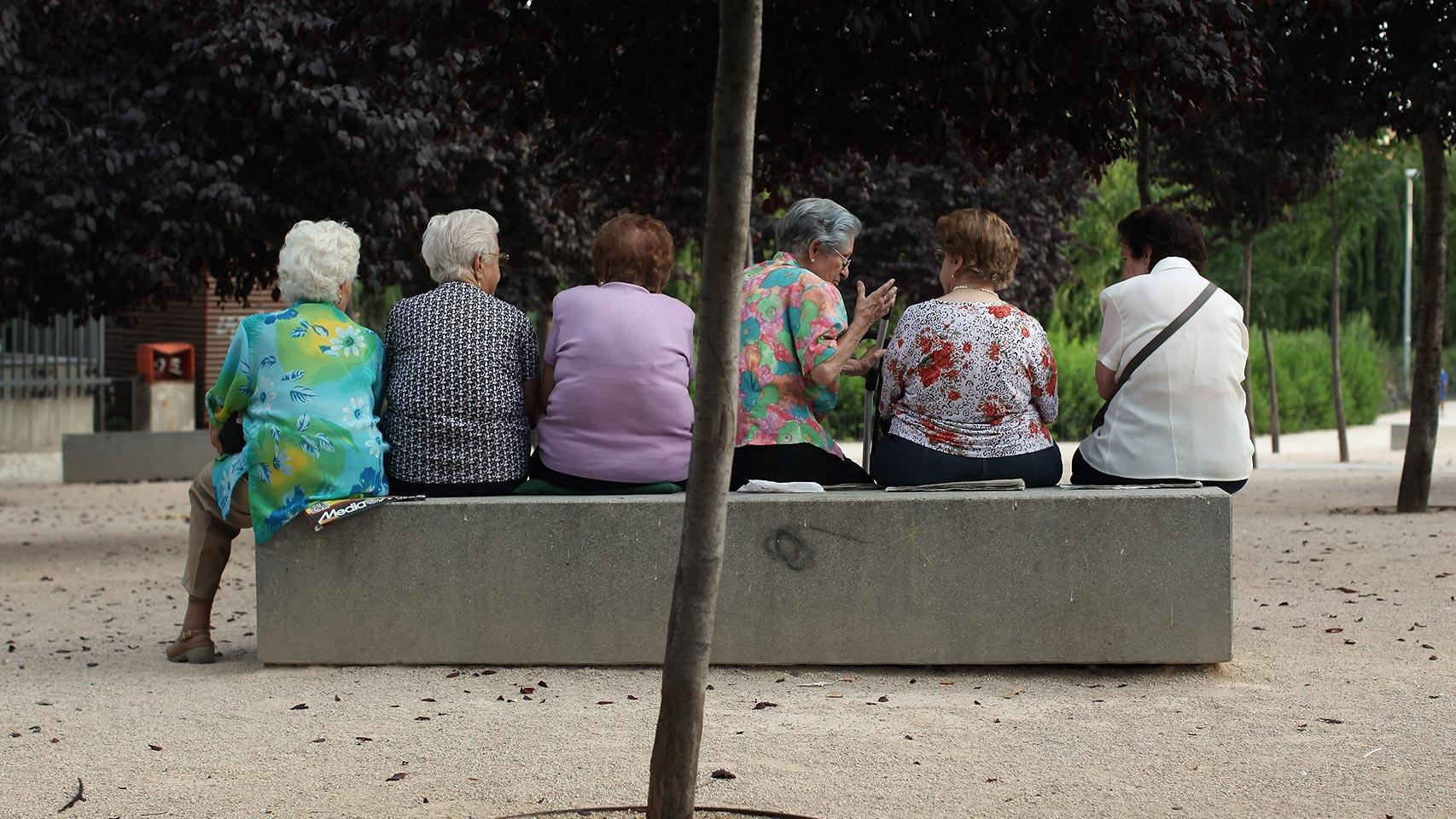 Un grupo de mujeres sentadas en un parque