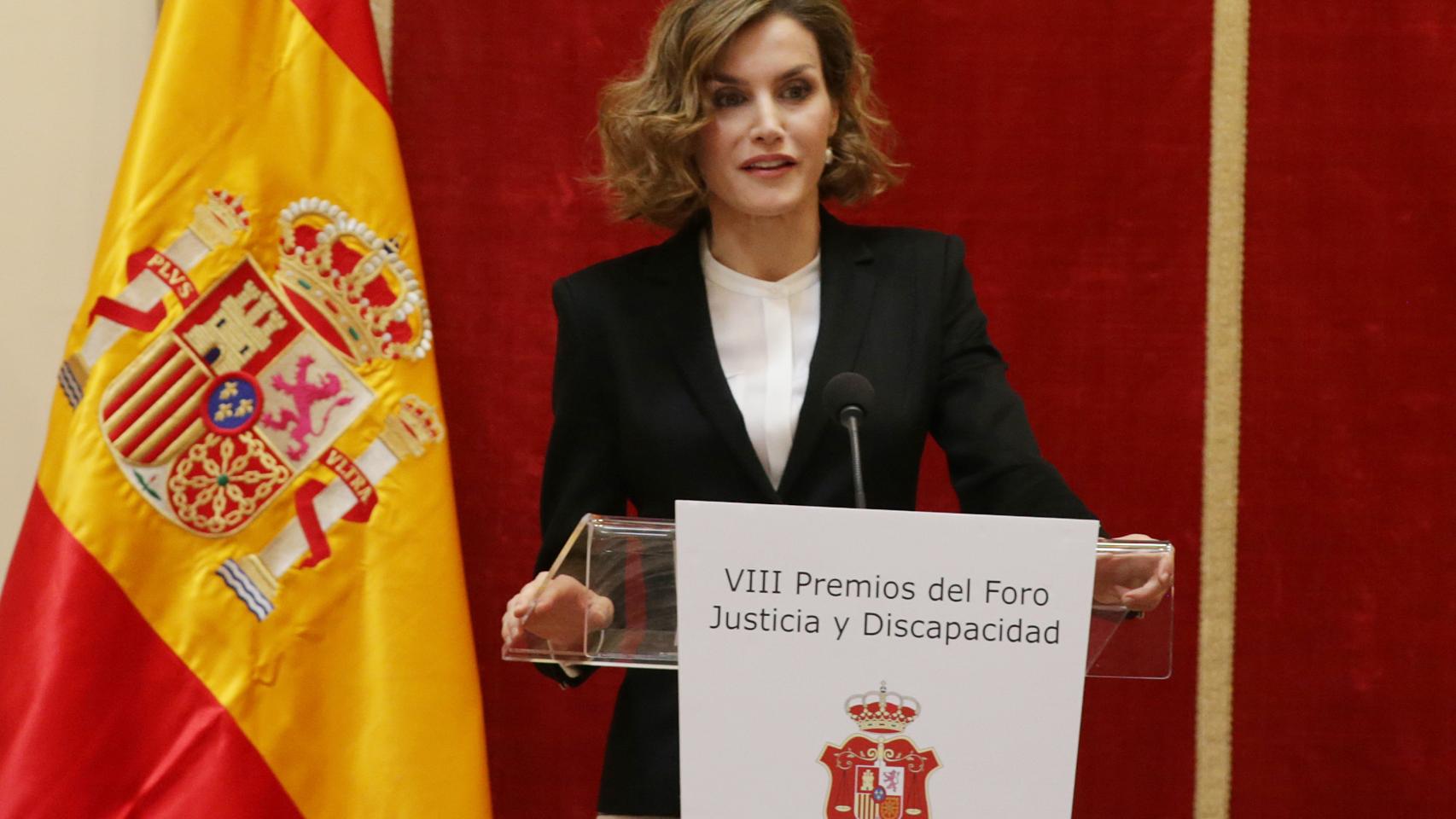 La Reina durante su discurso en la entrega de Premios del Foro Justicia y Discapacidad