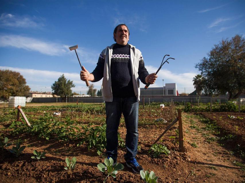 Juan Manuel Blanco en el huerto.