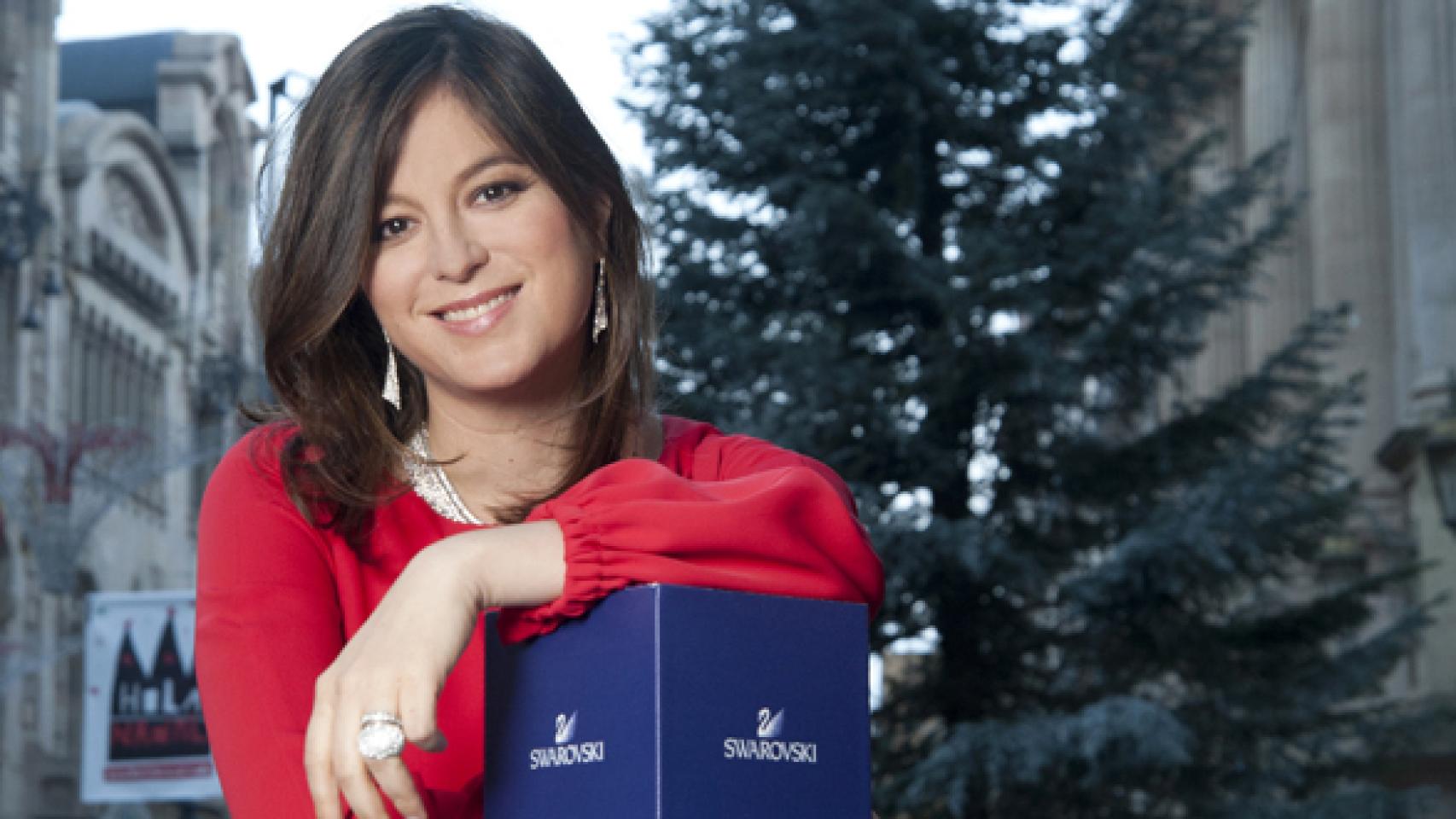 Chabeli en el encendido navideño del abeto de Swarovski