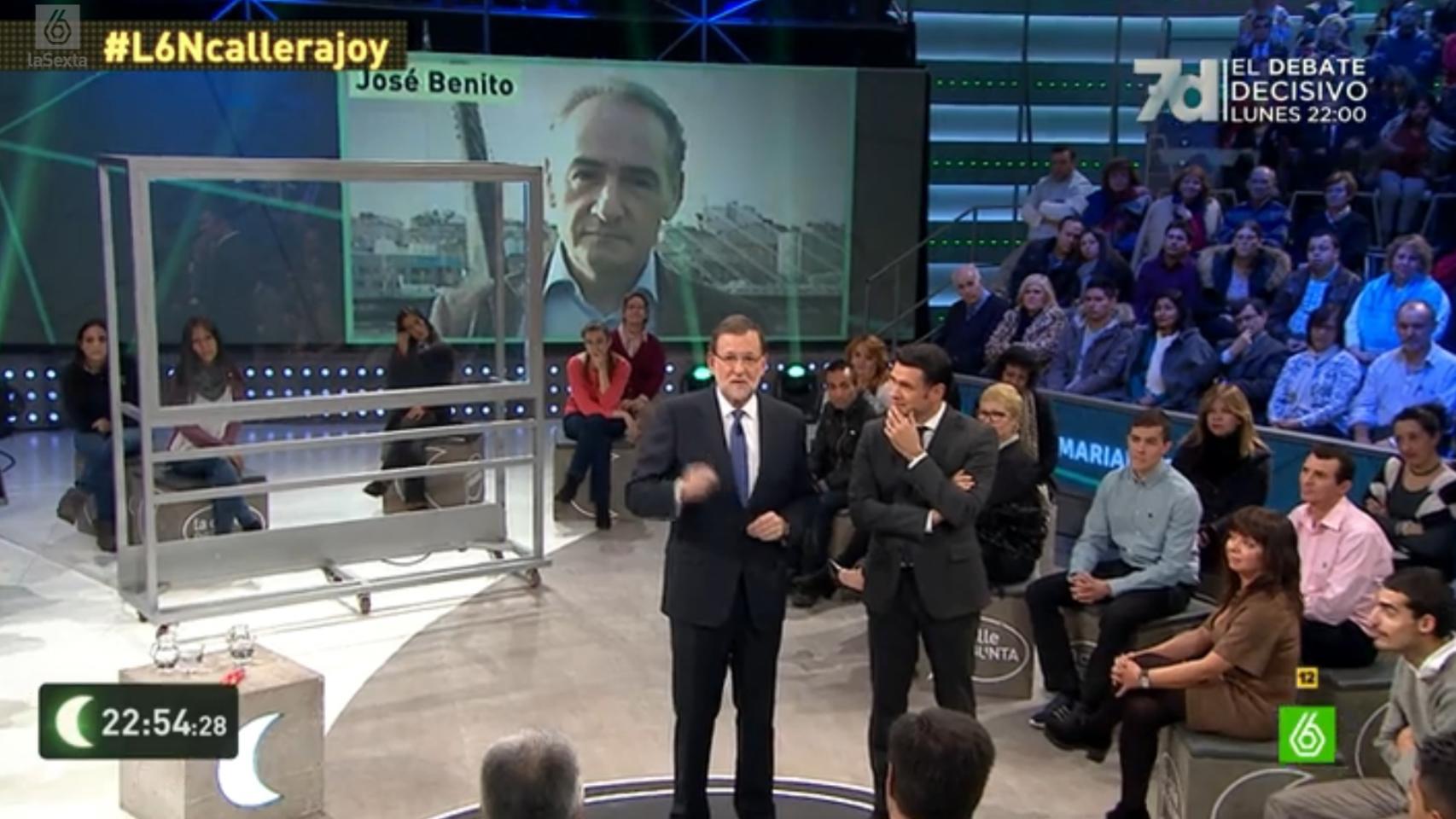 Momento en el que el presidente del Gobierno explica su relación con José Benito