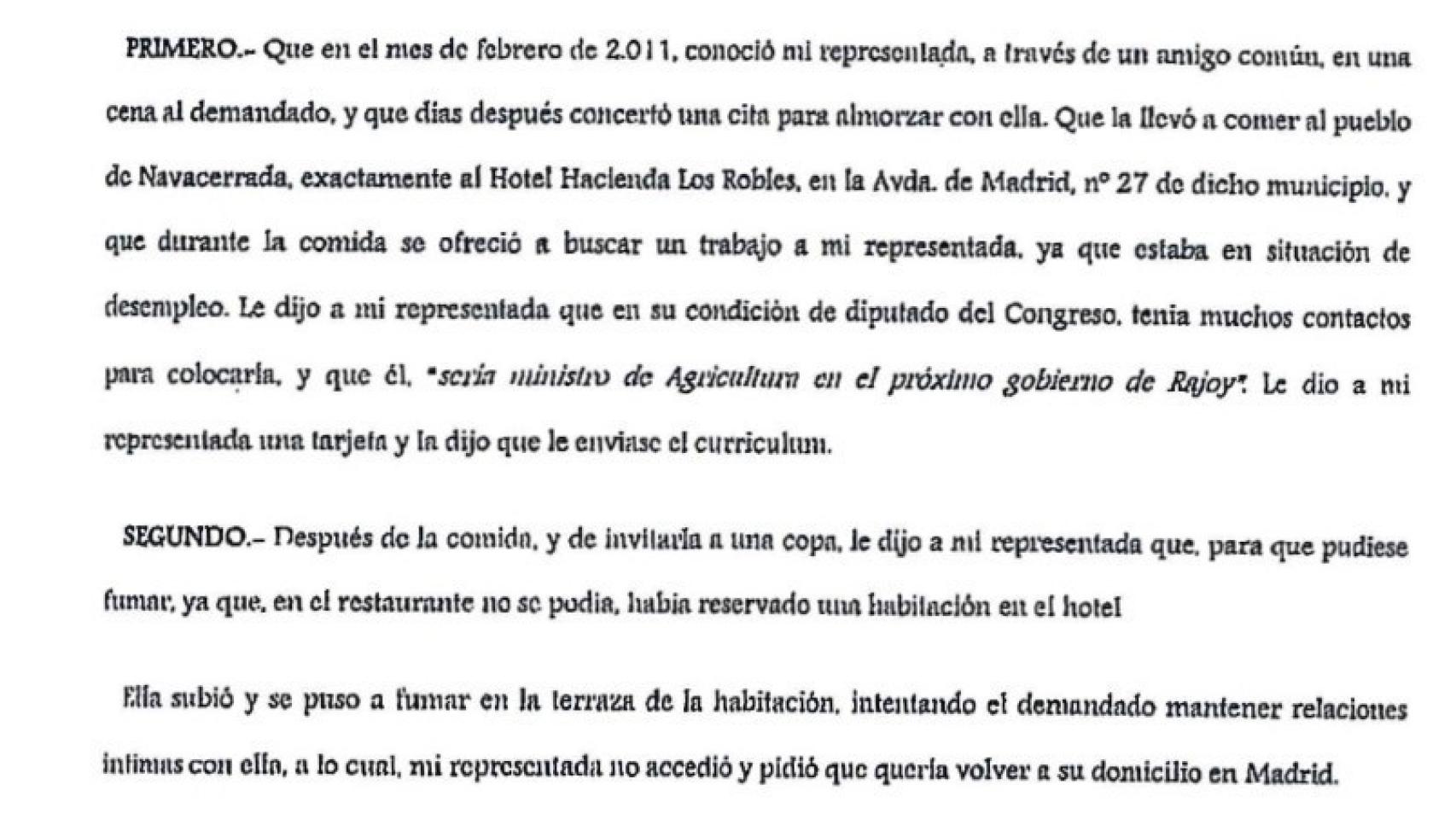 Extracto del acto de conciliación celebrado en marzo de 2013.