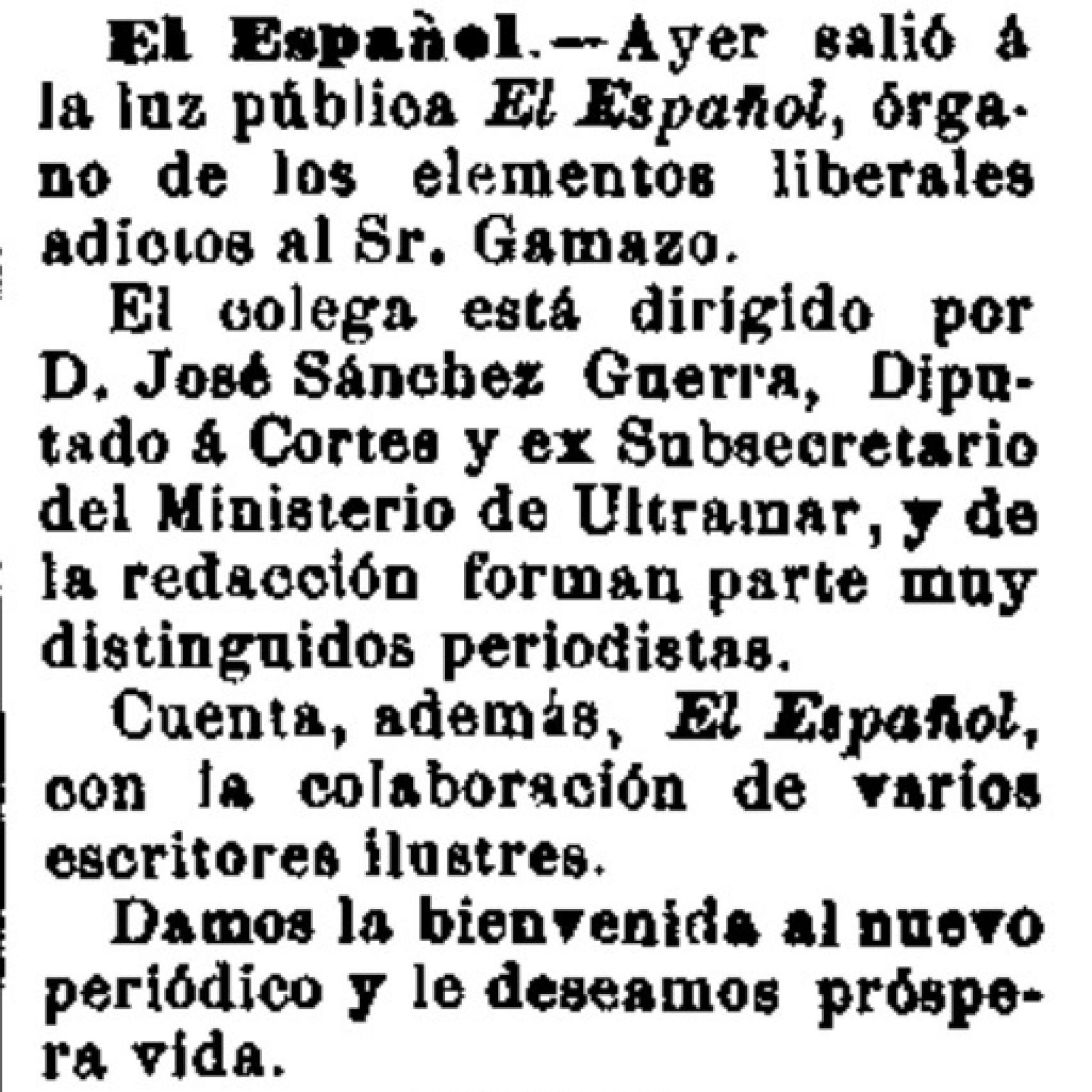 Cabecera de El ESPAÑOL de Gamazo y Maura.