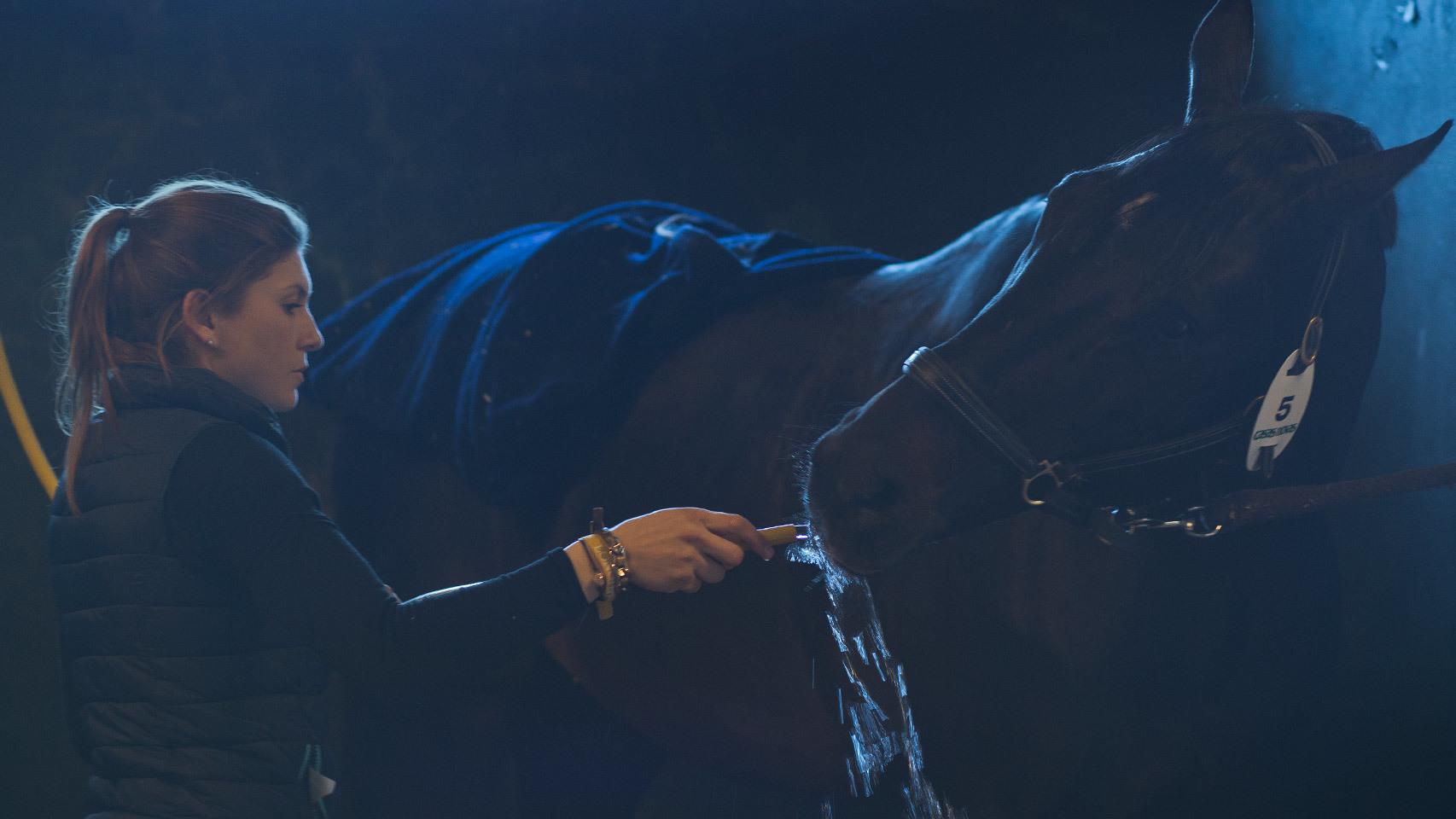 Moza de cuadra en el centro hípico de Casas Novas